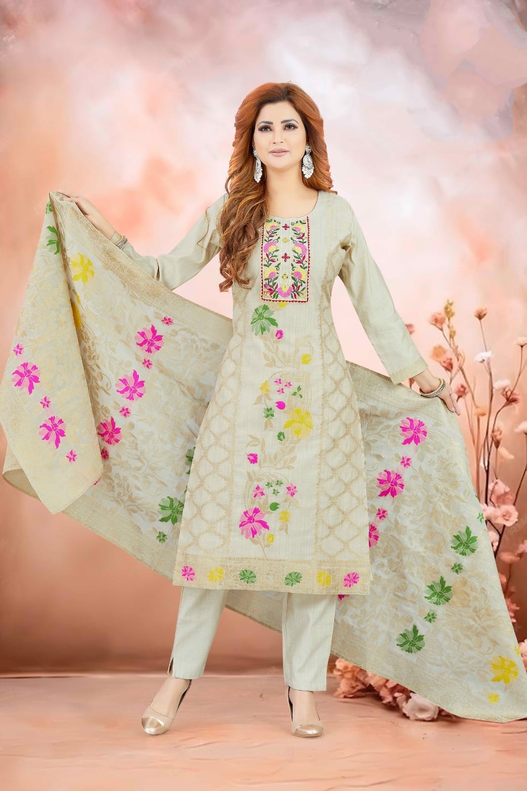 Shree Shanti Selection - Beige Straight Cut Suit